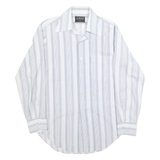 ST MICHAEL Mens Blue & White Striped Shirt M Cotton Blend Classic Fit