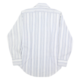 ST MICHAEL Mens Blue & White Striped Shirt M Cotton Blend Classic Fit