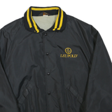 PLA-JAC Mens Black & Yellow Leupold Button Jacket XL Polyester Blend Varsity