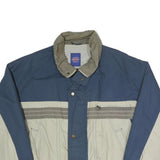 Mens Blue & Cream Colourblock Zip Polyester Blend Jacket XL Outdoor Casual Wear