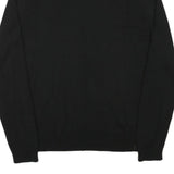 CALVIN KLEIN Mens Black Plain V-Neck Basic Knit Jumper L Cotton Blend Soft