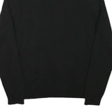 CALVIN KLEIN Mens Black Plain V-Neck Basic Knit Jumper L Cotton Blend Soft