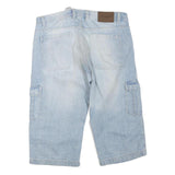 Mens Light Blue Cargo Shorts L W36 Cotton Blend Casual Pockets