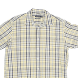 NAUTICA Mens Yellow & Grey Checked Short Sleeve Shirt L Cotton Blend Casual