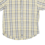 NAUTICA Mens Yellow & Grey Checked Short Sleeve Shirt L Cotton Blend Casual