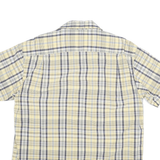 NAUTICA Mens Yellow & Grey Checked Short Sleeve Shirt L Cotton Blend Casual
