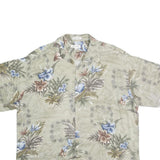 PIERRE CARDIN Mens Beige Floral Cotton Shirt 2XL Short Sleeve Summer Casual