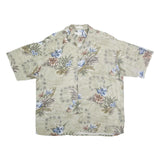 PIERRE CARDIN Mens Beige Floral Cotton Shirt 2XL Short Sleeve Summer Casual