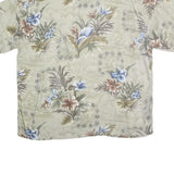 PIERRE CARDIN Mens Beige Floral Cotton Shirt 2XL Short Sleeve Summer Casual