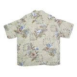 PIERRE CARDIN Mens Beige Floral Cotton Shirt 2XL Short Sleeve Summer Casual