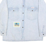 WAIKIKI Mens Blue & Cream Cotton Shirt S Vintage Button Shirt Long Sleeve