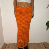 Planet Fashion Maxi Skirt - 26W UK 6 Orange Polyester