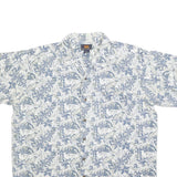 ROUTE 66 Mens White & Blue Floral Print Hawaiian Shirt XL Summer Casual