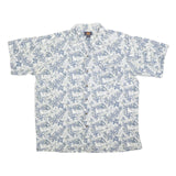 ROUTE 66 Mens White & Blue Floral Print Hawaiian Shirt XL Summer Casual