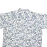ROUTE 66 Mens White & Blue Floral Print Hawaiian Shirt XL Summer Casual