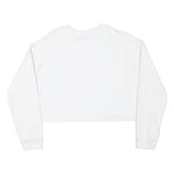 LEVI'S Womens White Sweatshirt XS Crew Neck Cotton Blend Cropped Logo Pullover