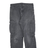 CARHARTT Mens Cotton Blend Black Regular Cargo Trousers W34 L32 Workwear