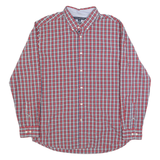 TOMMY HILFIGER Mens Red Blue White Check Shirt L Classic Button-Down Long Sleeve