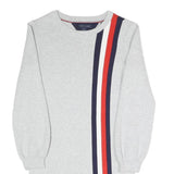 TOMMY HILFIGER Girls Grey Cotton Blend Jersey Shift Dress 7Y Striped Casual