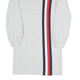 TOMMY HILFIGER Girls Grey Cotton Blend Jersey Shift Dress 7Y Striped Casual