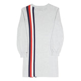 TOMMY HILFIGER Girls Grey Cotton Blend Jersey Shift Dress 7Y Striped Casual