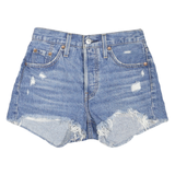 LEVI'S Womens Denim Blue Distressed Cut-Off Shorts S W26
