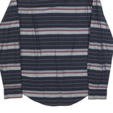 TOMMY HILFIGER Mens Navy Blue & Grey Striped Cotton Blend Shirt M Button-Down
