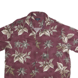 CROFT & BARROW Mens Burgundy & Beige Hawaiian Shirt XL Rayon Tropical Print