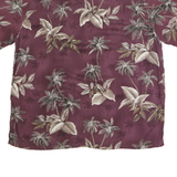 CROFT & BARROW Mens Burgundy & Beige Hawaiian Shirt XL Rayon Tropical Print