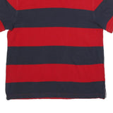 TOMMY HILFIGER Mens Red & Navy Striped Short Sleeve Polo Shirt M Casual Cotton