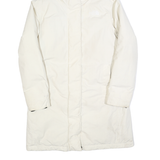 THE NORTH FACE Womens White Outdoor Jacket L Polyester Zip Plain Hooded