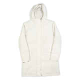 THE NORTH FACE Womens White Outdoor Jacket L Polyester Zip Plain Hooded