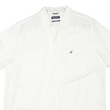NAUTICA Mens White Linen Shirt XL Casual Lightweight Summer Button-Up