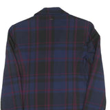 Womens Blue & Burgundy Check Jacket S Wool Blend Button Closure Classic Fit
