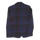 Womens Blue & Burgundy Check Jacket S Wool Blend Button Closure Classic Fit