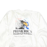 HARTWELL Mens White Satin Bomber XL Polyester Printed Logo Button Jacket