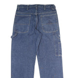 Blue Mens Regular Fit Straight Cotton Jeans W32 L30 Workwear Utility Pocket Zip