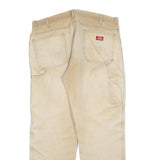 DICKIES Mens Relaxed Beige Cotton Blend Zip Trousers W38 L32 Workwear Utility