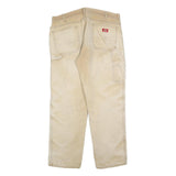 DICKIES Mens Relaxed Beige Cotton Blend Zip Trousers W38 L32 Workwear Utility