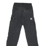 CARHARTT Mens Cotton Blend Black Regular Cargo Trousers W27 L30 Workwear Utility