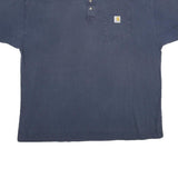 CARHARTT Mens Blue Henley 2XL Short Sleeve Cotton Pocket Work T-Shirt