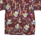 RON CHERISHAM Mens Burgundy & Floral Cotton Blend Shirt M Summer Casual