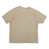 CARHARTT Mens Beige Pocket T-Shirt XL Short Sleeve Crew Neck Workwear Cotton