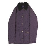 BARBOUR Womens Purple & Black Quilted Jacket M Polyester Zip Classic Fit