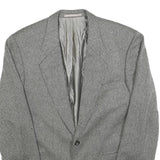 HUGO BOSS Mens Grey & Black Classic Cashmere Jacket L Woven Button Blazer