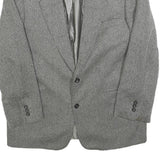 HUGO BOSS Mens Grey & Black Classic Cashmere Jacket L Woven Button Blazer