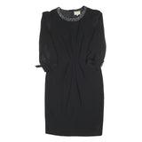 JENNY PACKHAM Womens Black Dress Polyester Blend Midi Beaded Neckline UK 12