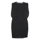 JENNY PACKHAM Womens Black Dress Polyester Blend Midi Beaded Neckline UK 12
