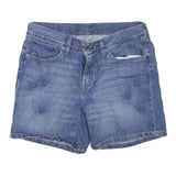 LEVI'S Womens Denim Blue Casual Shorts L W32 Embroidered Floral Design