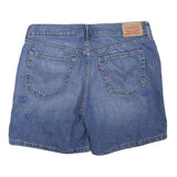 LEVI'S Womens Denim Blue Casual Shorts L W32 Embroidered Floral Design